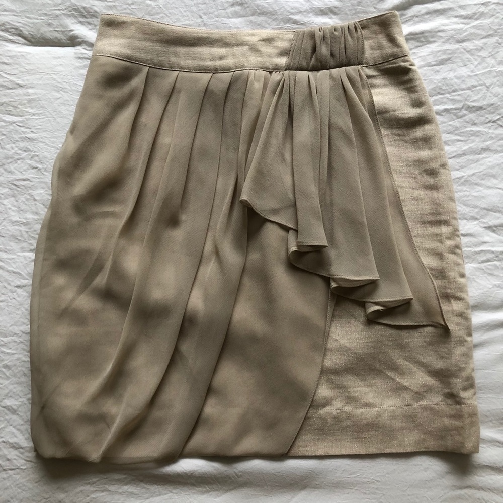 Anthropologie Baraschi Gold Drape Pencil Skirt 0